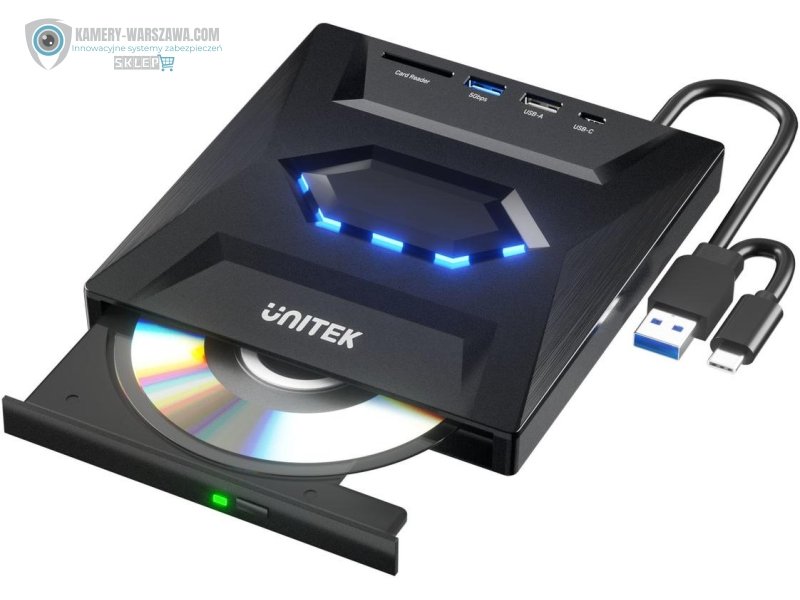 Unitek Nagrywarka zewnętrzna DVD/CD, Hub USB 5Gbps, czytnik kart SD T1037A01