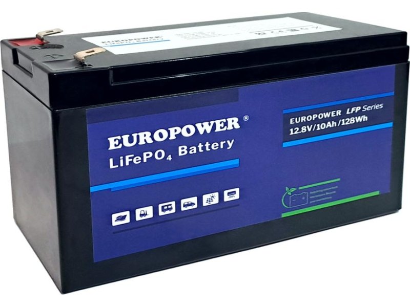 Akumulator LiFePO4 EUROPOWER serii LFP 12,8V 10Ah (Żywotność ~2000 cykli)