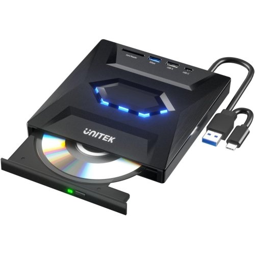 Unitek Nagrywarka zewnętrzna DVD/CD, Hub USB 5Gbps, czytnik kart SD T1037A01