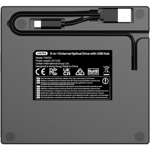 Unitek Nagrywarka zewnętrzna DVD/CD, Hub USB 5Gbps, czytnik kart SD T1037A01