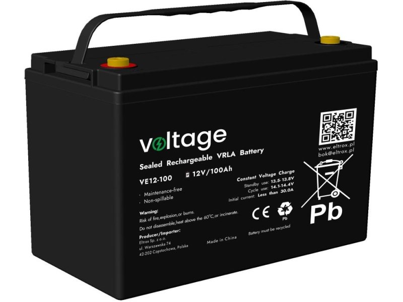Akumulator AGM Voltage 12V 100Ah VE12-100 (Żywotność 6-9 lat)