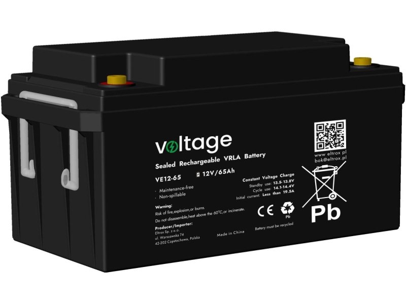 Akumulator AGM Voltage 12V 65Ah VE12-65 (Żywotność 6-9 lat)