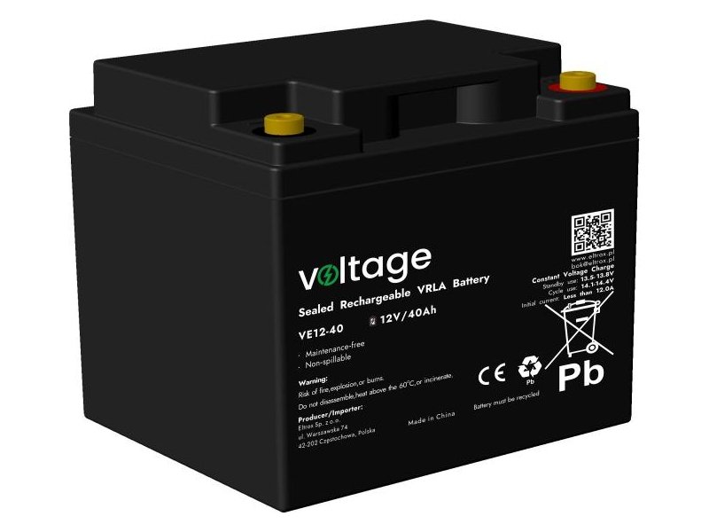 Akumulator AGM Voltage 12V 40Ah VE12-40 (Żywotność 6-9 lat)