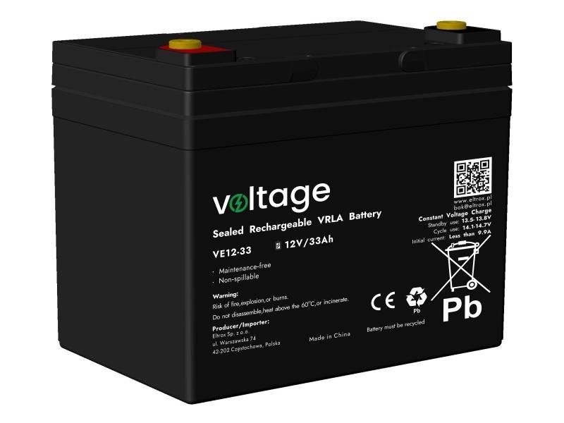 Akumulator AGM Voltage 12V 33Ah VE12-33 (Żywotność 6-9 lat)