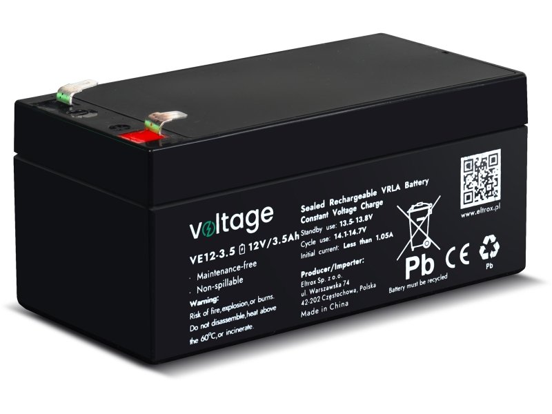 Akumulator AGM Voltage 12V 3,5Ah VE12-3.5 (Żywotność 6-9 lat)