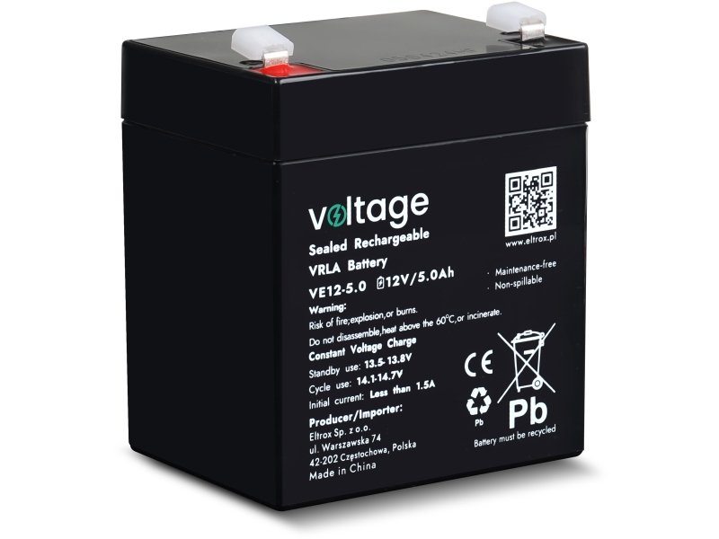 Akumulator AGM Voltage 12V 5Ah VE12-5.0 (Żywotność 6-9 lat)