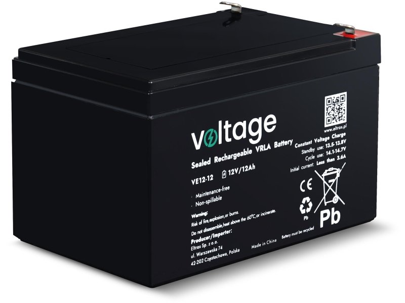 Akumulator AGM Voltage 12V 12Ah VE12-12 (Żywotność 6-9 lat)