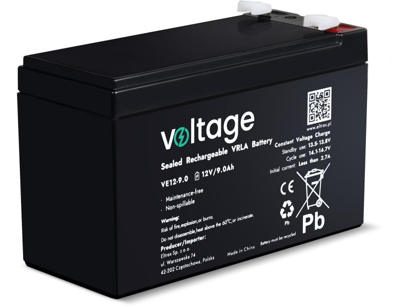 Akumulator AGM Voltage 12V 9Ah VE12-9.0 (Żywotność 6-9 lat)
