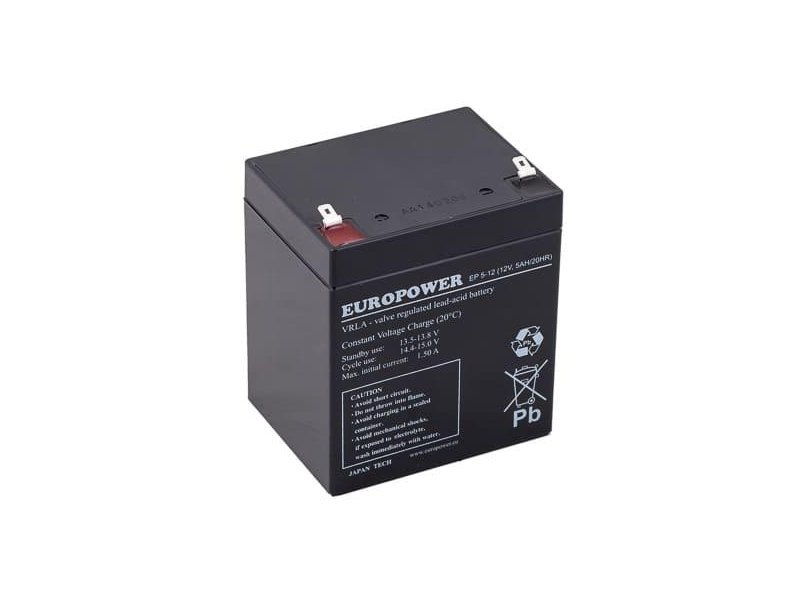 Akumulator AGM EUROPOWER serii EP 12V 5Ah T1 (Żywotność 6-9 lat)