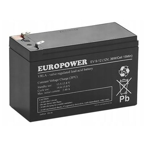 Akumulator AGM EUROPOWER serii EV 12V 8Ah/C10 (Żywotność 6-9 lat) T1