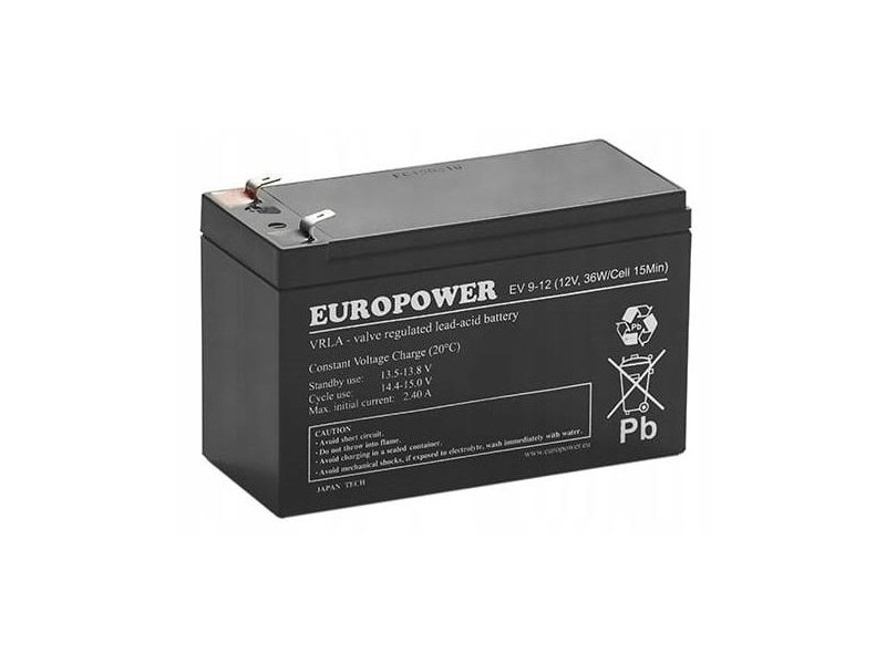 Akumulator AGM EUROPOWER serii EV 12V 8Ah/C10 (Żywotność 6-9 lat) T1