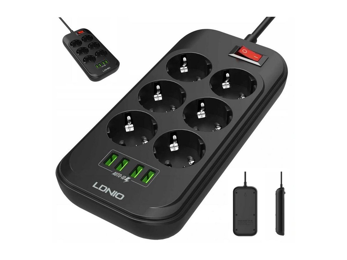 Listwa zasilająca LDNIO SE6403 6 Gniazd + 4x USB Przedłużacz