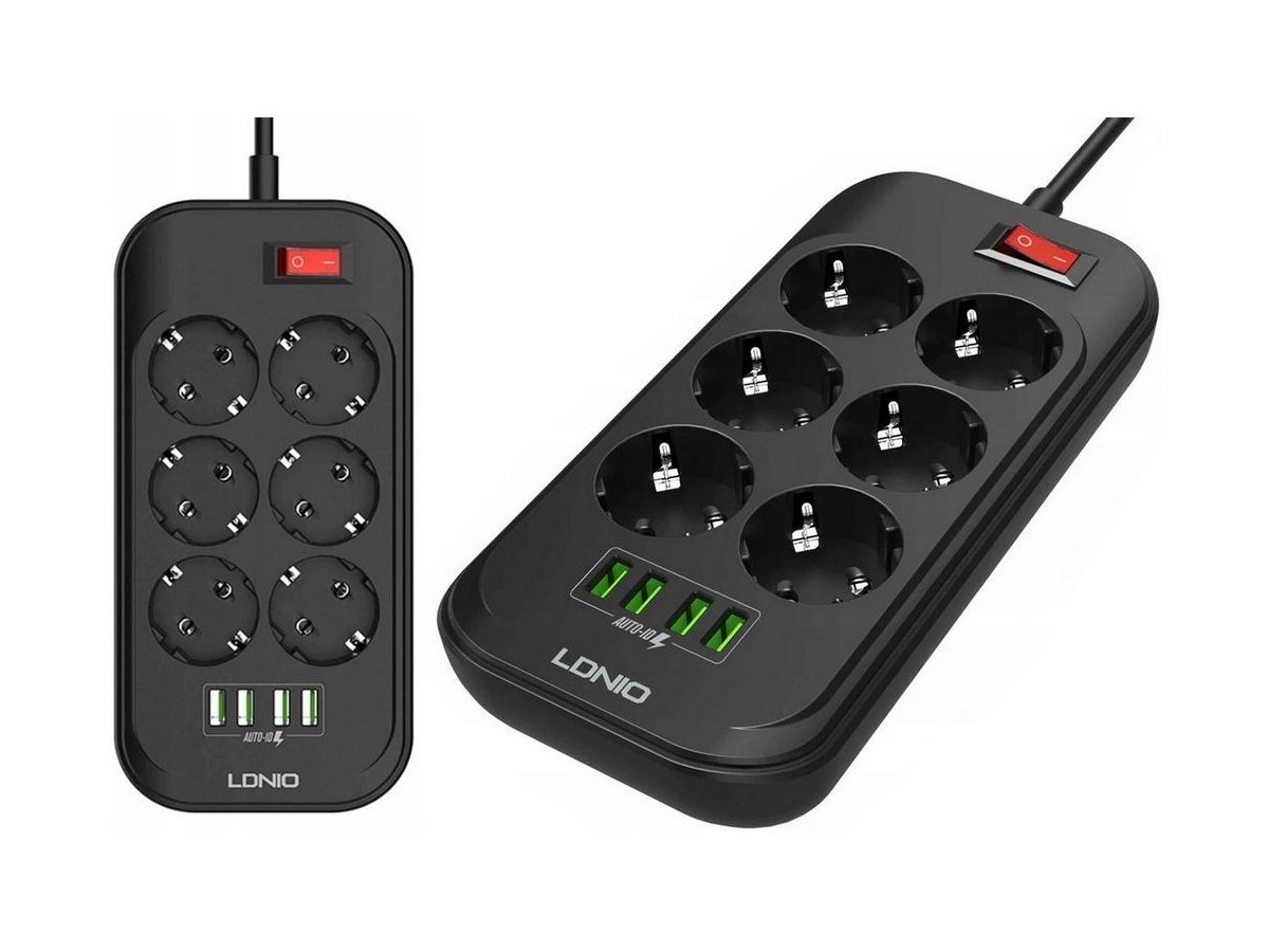 Listwa zasilająca LDNIO SE6403 6 Gniazd + 4x USB Przedłużacz