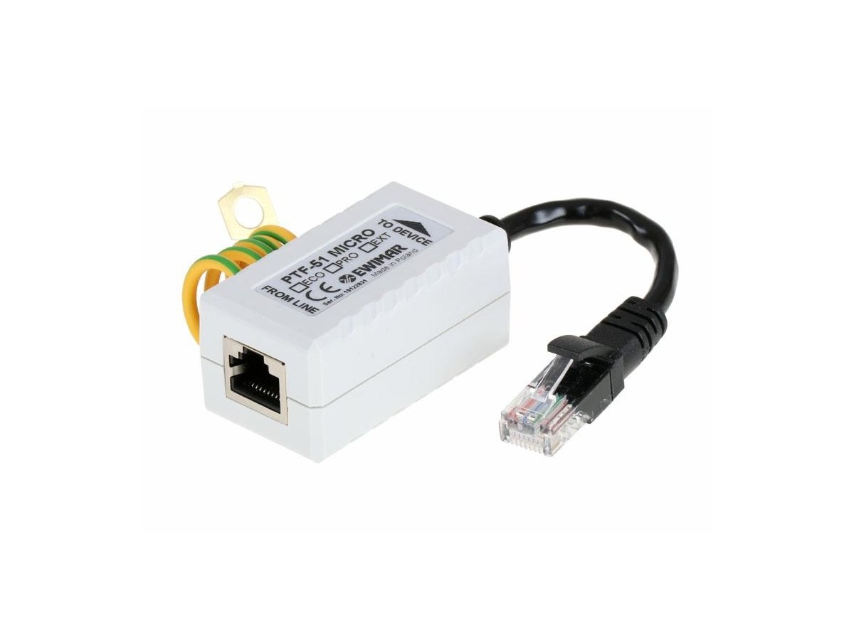 Miniaturowy ogranicznik przepięć do ochrony sieci LAN, EWIMAR PTF-51-ECO/PoE/Micro