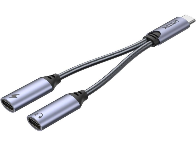 Unitek Adapter USB-C na 2 x port USB-C audio i 18W