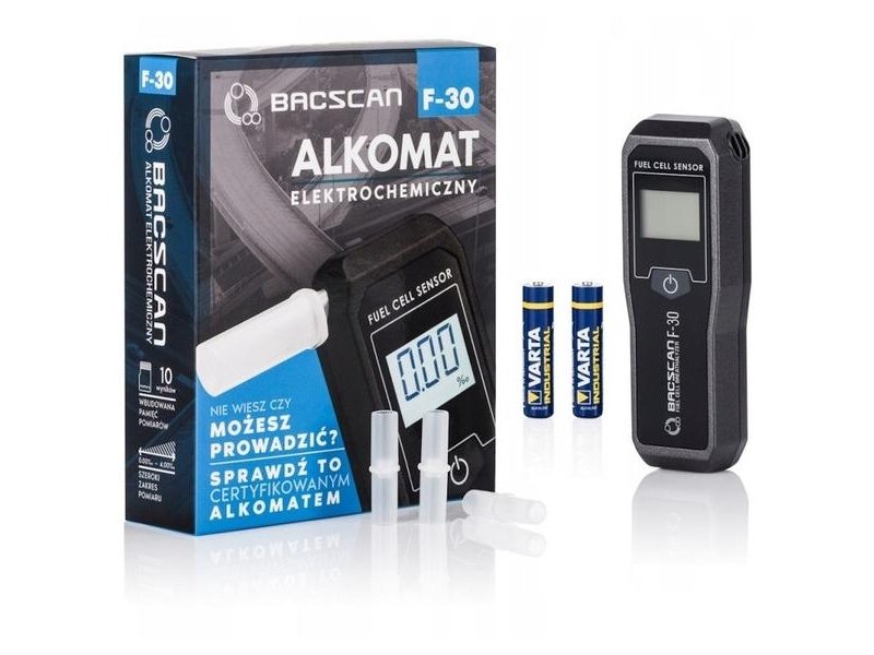 Alkomat BACscan F-30 elektrochemiczny. Kalibracja 24mc - 10 lat gwarancji.