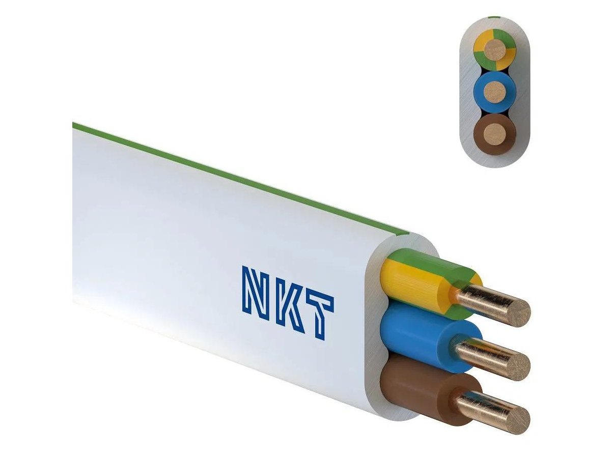 Przewód NKT instal PLUS YDYp 3x1,5 żo biały 450/750V 100m