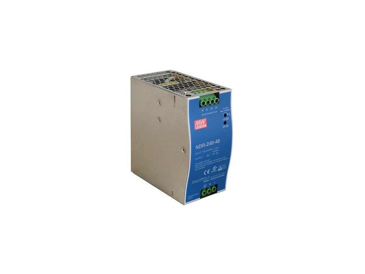 ZASILACZ IMPULSOWY NA SZYNĘ DIN MEAN WELL NDR-240-48 48V/240W/5A