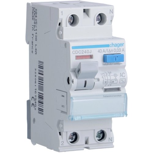 Wyłącznik różnicowoprądowy 1P+N 40A 30mA 6kA AC HAGER CDC240J