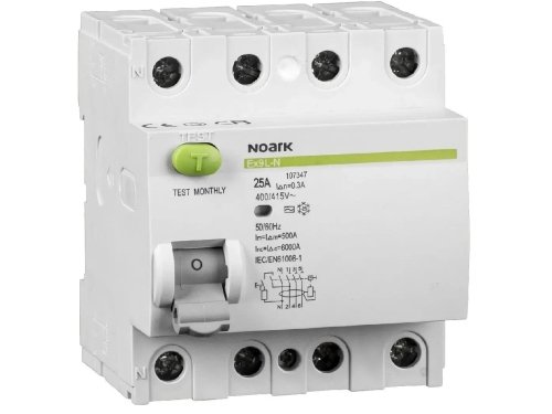 WYŁĄCZNIK RÓŻNICOWOPRĄDOWY, 6 KA, 25A, 30MA, 4P TYP AC EX9L-N. Noark 108331