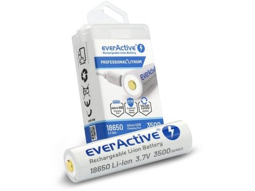 Akumulator 18650 Li-Ion 3,7V everActive 3500mAh (1 szt.) micro-USB z zabezpieczeniem