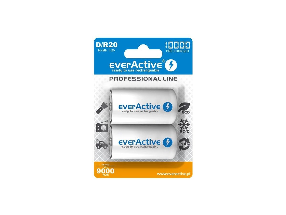 Akumulatorki D / R20 Ni-MH everActive 10000mAh Professional Line (box 2 szt.)