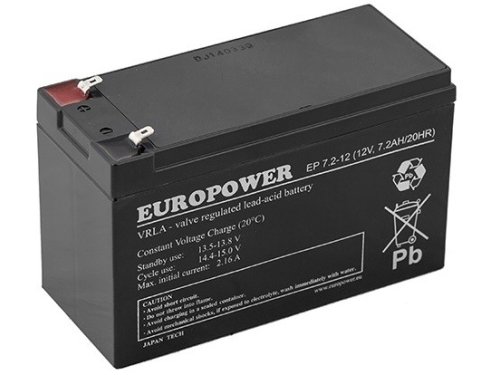Akumulator AGM EUROPOWER serii EP 12V 7,2Ah
