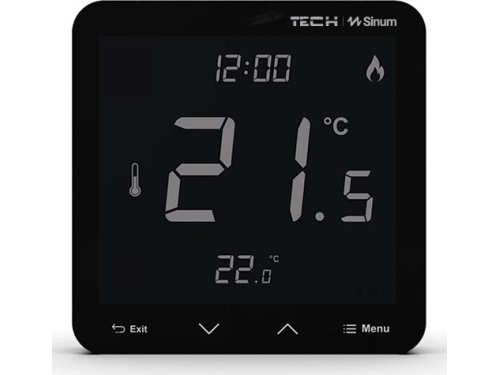 Przewodowy regulator pokojowy sinum czarny R-S3 Tech Sterowniki