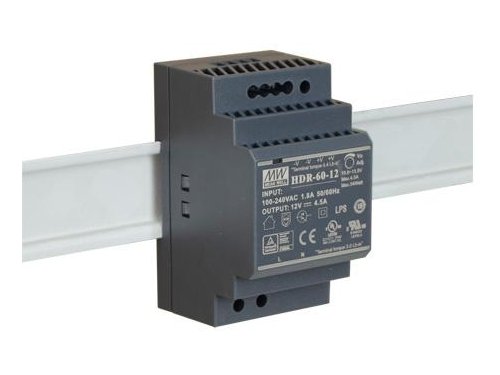 ZASILACZ IMPULSOWY NA SZYNĘ DIN MEAN WELL HDR-60-12 12V/60W/4.5A