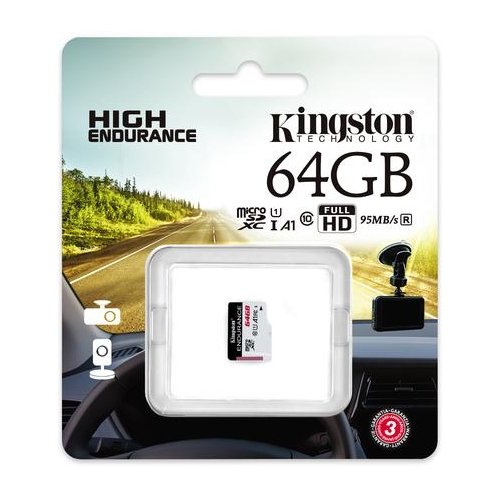 Karta pamięci microSD Kingston High-Endurance UHS-I 64GB 24/7 (rejestratory i monitoring)