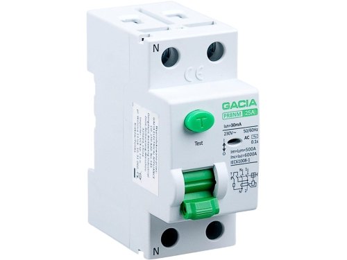 Wyłącznik różnicowoprądowy 6kA 2P 25A 30mA typ: AC GACIA PR8NM 2P 25A 30MA AC