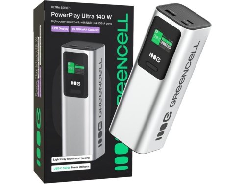 POWERBANK Greencell PowerPlay Ultra 25200mAh SZYBKIE ŁADOWANIE 140W 2x USB-C PD 1x USB-A