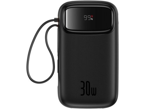 Powerbank Baseus QPow 2 20000mAh 30W z 2 wbudowanymi kablami USB-C - czarny