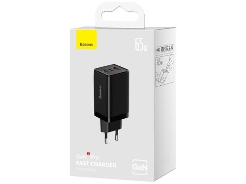 Ładowarka sieciowa Baseus GaN 5 Pro Fast Charger CCGP120201 65W 1x USB-A 2x USB-C PD 3.0 QC 4.0 + kabel USB-C