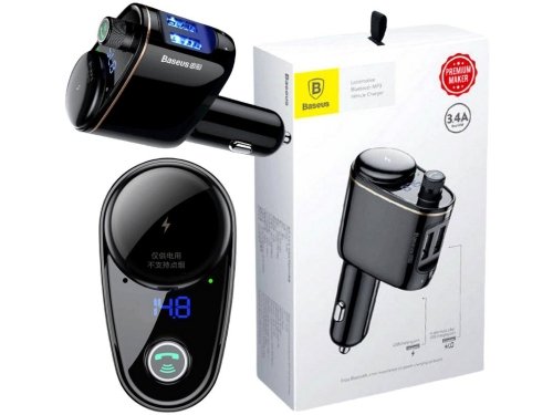 TRANSMITER FM ŁADOWARKA SAMOCHODOWA Baseus Enjoy S-06 3.4A 2x USB-A BT 4.2
