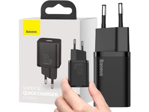 ŁADOWARKA SIECIOWA Baseus Super Si Quick Charger 1C CCSUP-J01 30W 1x USB-C PD 3.0 QC 3.0 CZARNA
