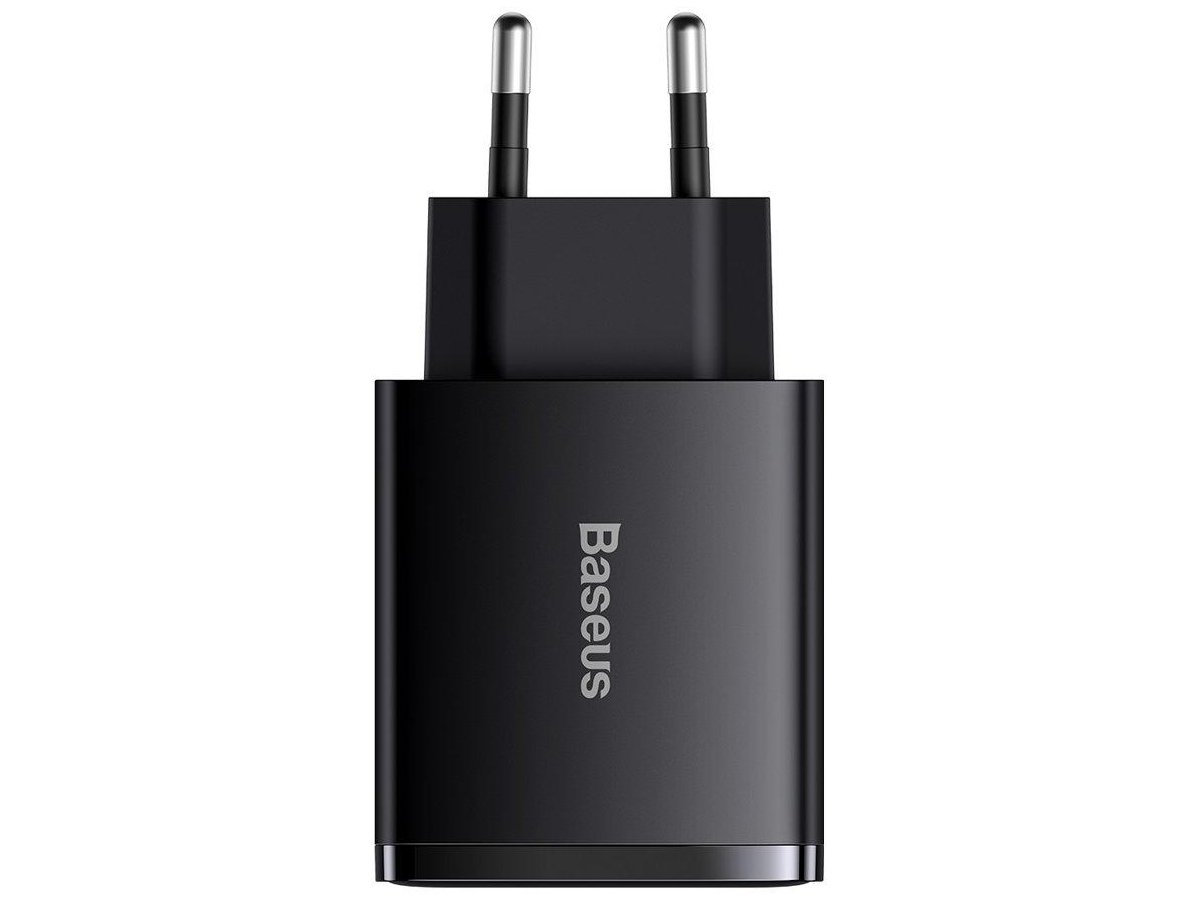 ŁADOWARKA SIECIOWA Baseus Compact Quick Charger CCXJ-E01 30W 2x USB-A 1x USB-C PD 3.0 QC 3.0 CZARNA