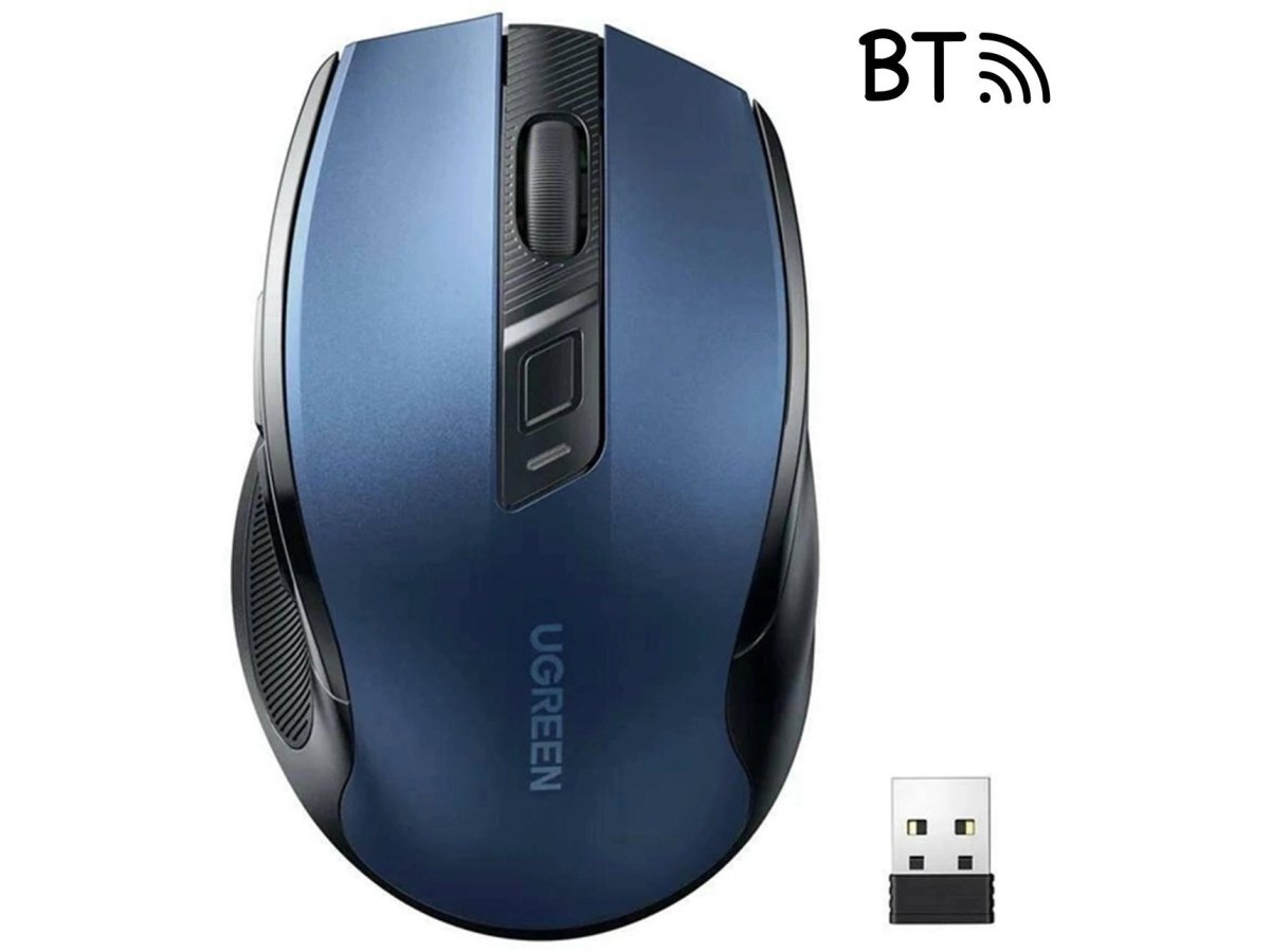 Mysz optyczna Ugreen MU006 bezprzewodowa USB 2.4GHz / Bluetooth 5.0 4000 DPI - niebieska