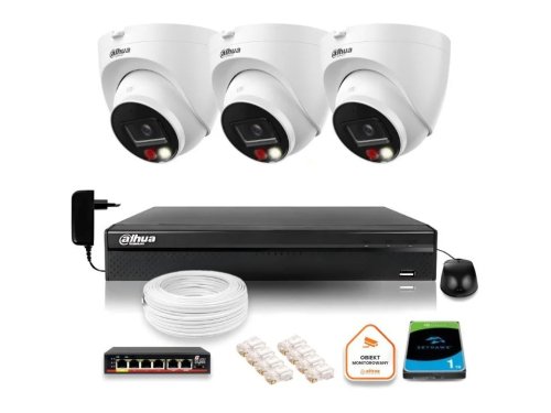 Zestaw 4 szt. Kamer kopułowych IP 8mpx z dyskiem 1TB – widoczność w nocy