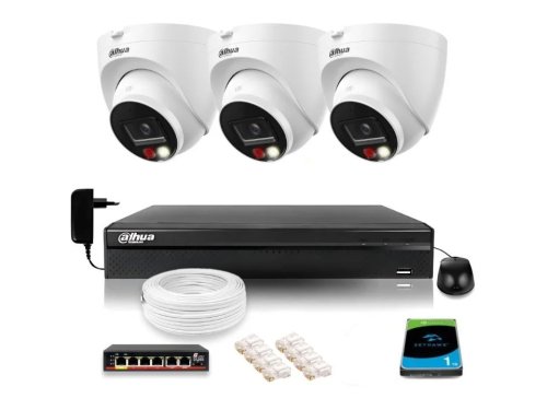 Zestaw 4 szt. Kamer kopułowych IP 8mpx z dyskiem 1TB – widoczność w nocy