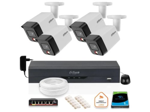 Zestaw 4 szt. Kamer CCTV tubowych IP 6 mpx z dyskiem 1TB – widoczność w nocy