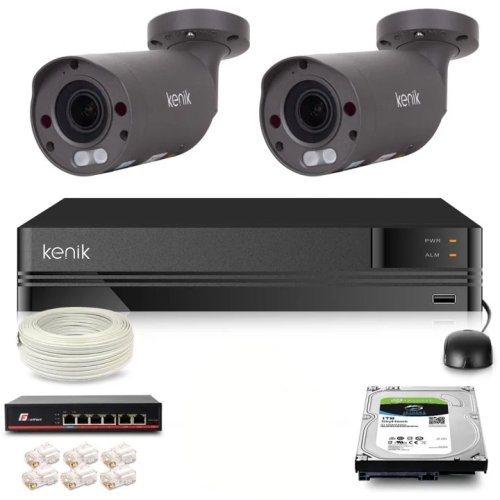 Zestaw monitoringu IP Kenik 2 kamery tubowe 5MPx IR 60m dysk 1TB