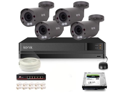 Zestaw monitoringu IP Kenik 4 kamery tubowe 5MPx 1TB