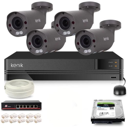 Zestaw monitoringu IP Kenik 4 kamery tubowe 5MPx 1TB