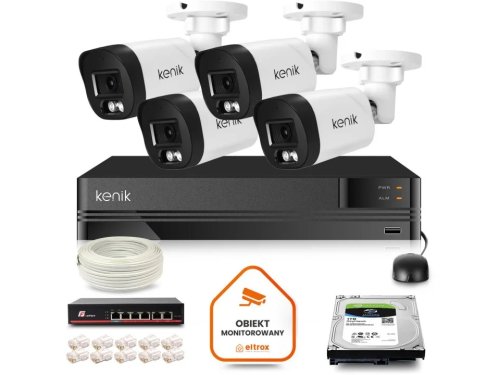 Zestaw monitoringu IP Kenik 4 kamery tubowe 5MPx 1TB