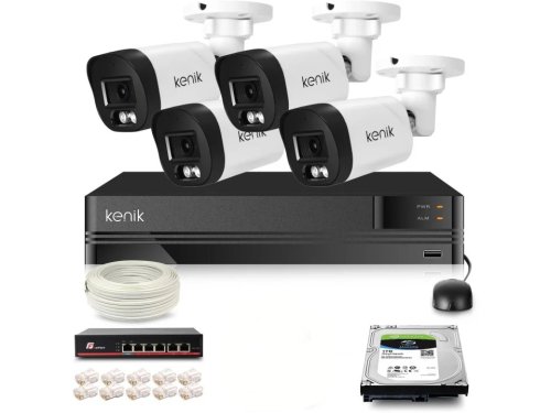 Zestaw monitoringu IP Kenik 4 kamery tubowe 5MPx 1TB