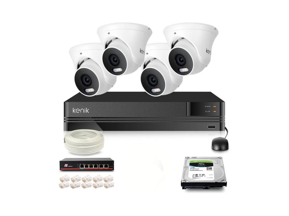 Zestaw monitoringu IP Kenik 4 kamery kopułkowe 5MPx dysk 1TB