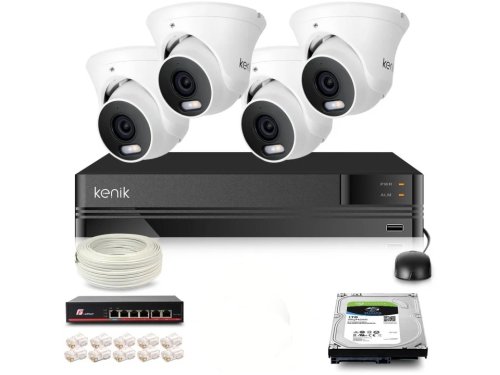 Zestaw monitoringu IP Kenik 4 kamery kopułkowe 5MPx dysk 1TB