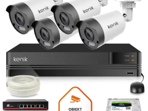 Zestaw monitoringu IP Kenik 4 kamery 2K tubowe dysk 1TB