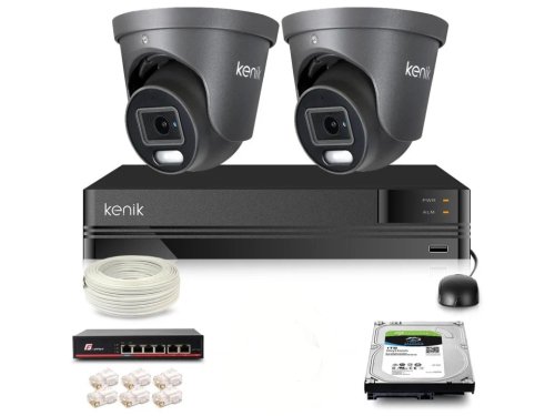 Zestaw monitoringu IP Kenik 2 kamery kopułkowe 4 MPx dysk 1TB